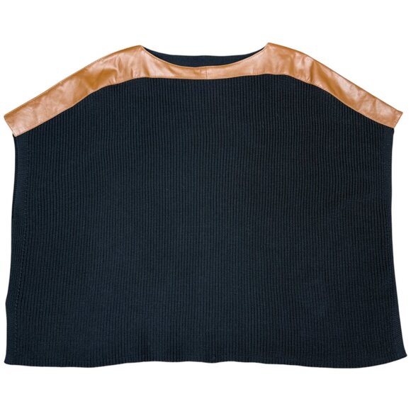 NWT Women's POLO RALPH LAUREN Sheep Leather & Silk Bld. Sweater $498 | Size OS - Picture 5 of 11